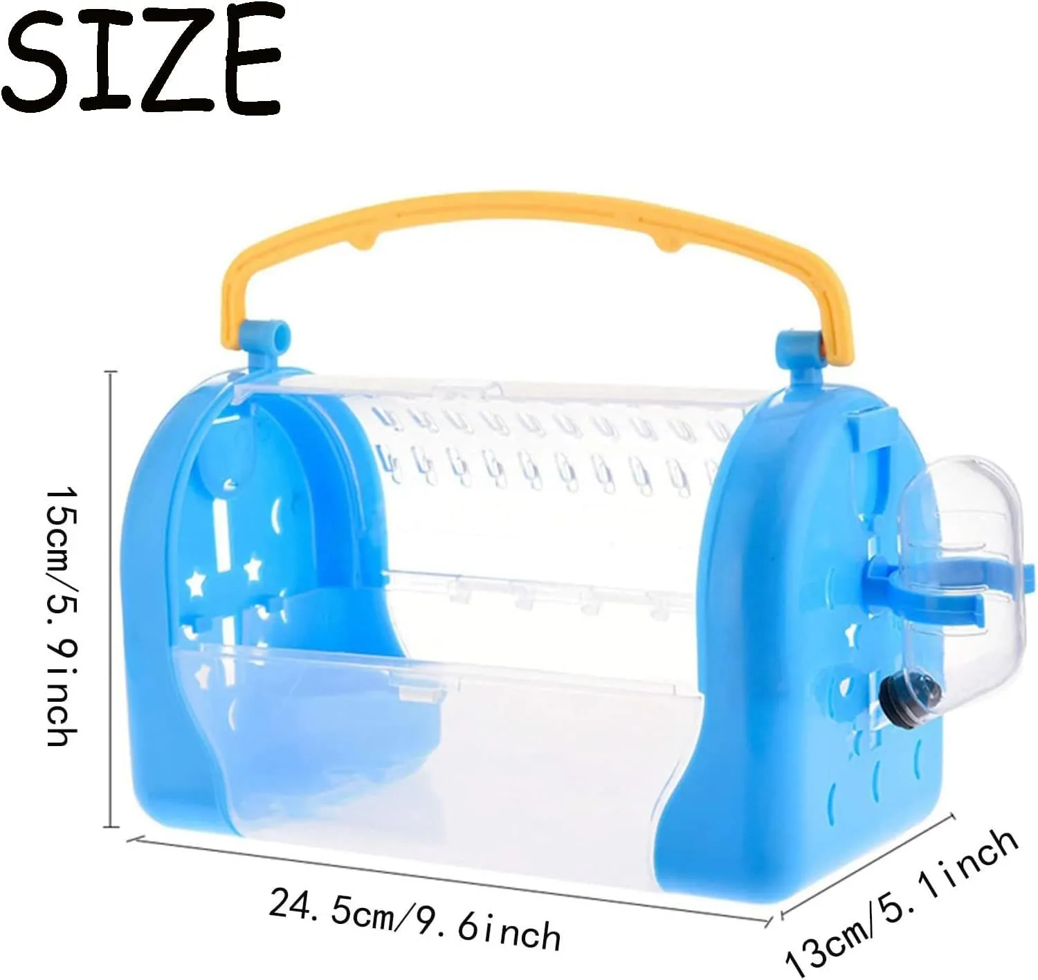 kathson Portable Hamster Cage Dwarf Hamster Carry Travel Cage with Water Bottle Food Bowl Adjustable Strap Pet Outgoing Cage for Gerbil Hedgehog Mice Squirrel