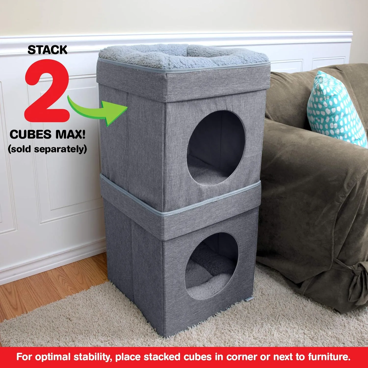 Kitty City Indoor Cat Cube Furniture, Gray Cube