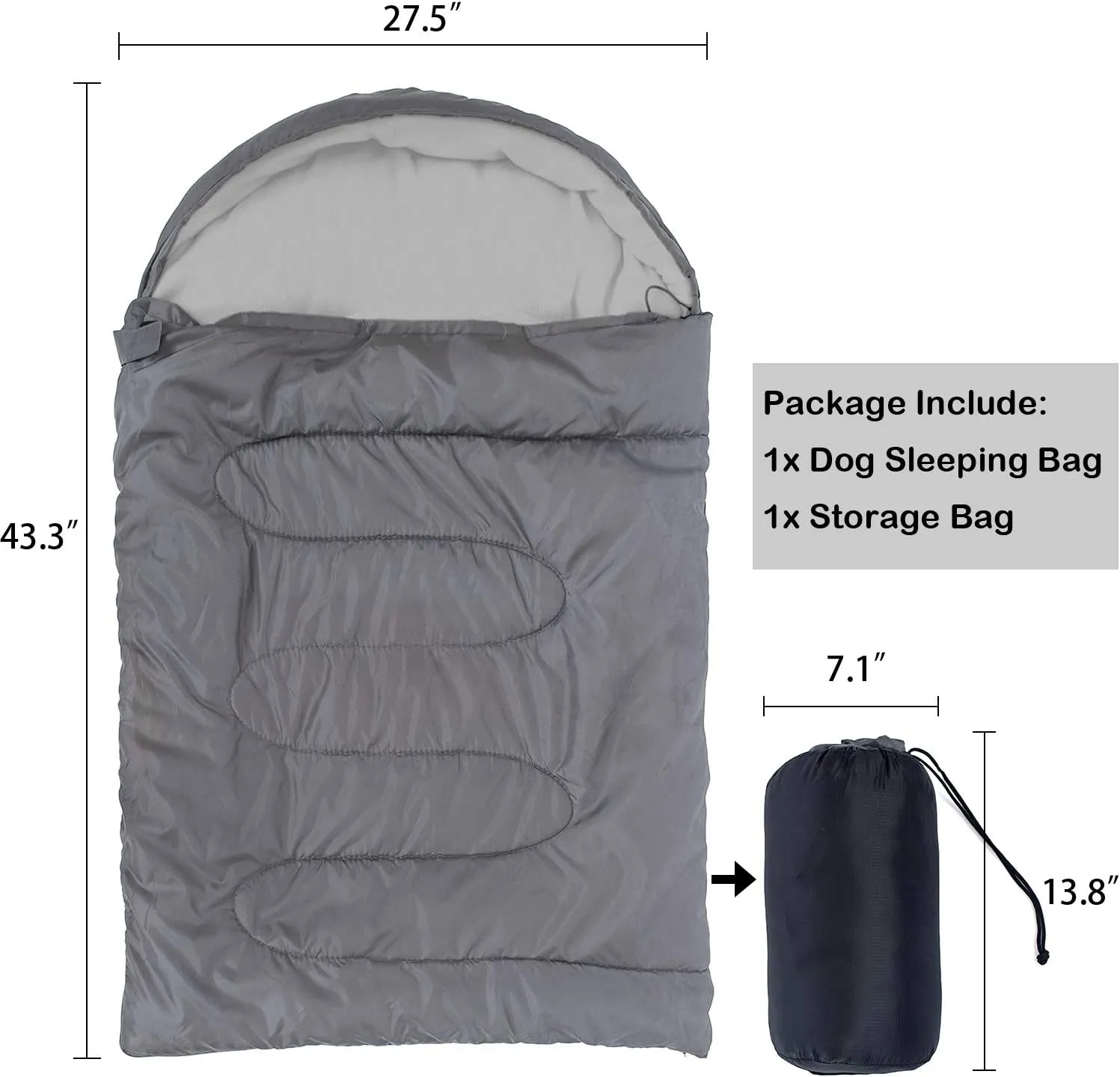 KUDES Dog Sleeping Bag Waterproof Warm Packable Dog Bed with Storage Bag for Indoor Outdoor Travel Camping Hiking Backpacking (43''Lx27''W)