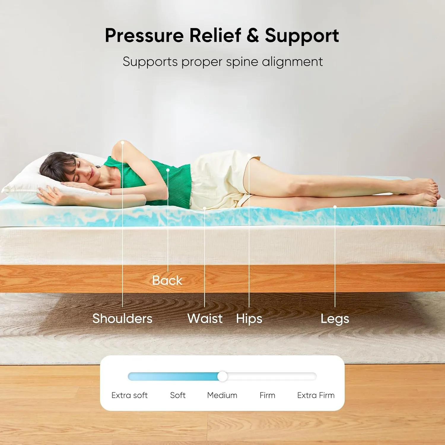 Marsail 3-inch Twin Memory Foam Mattress Topper, Gel Infused Cooling, Soft for Sleeper Sofa, RV, Camper, CertiPUR-US Certified