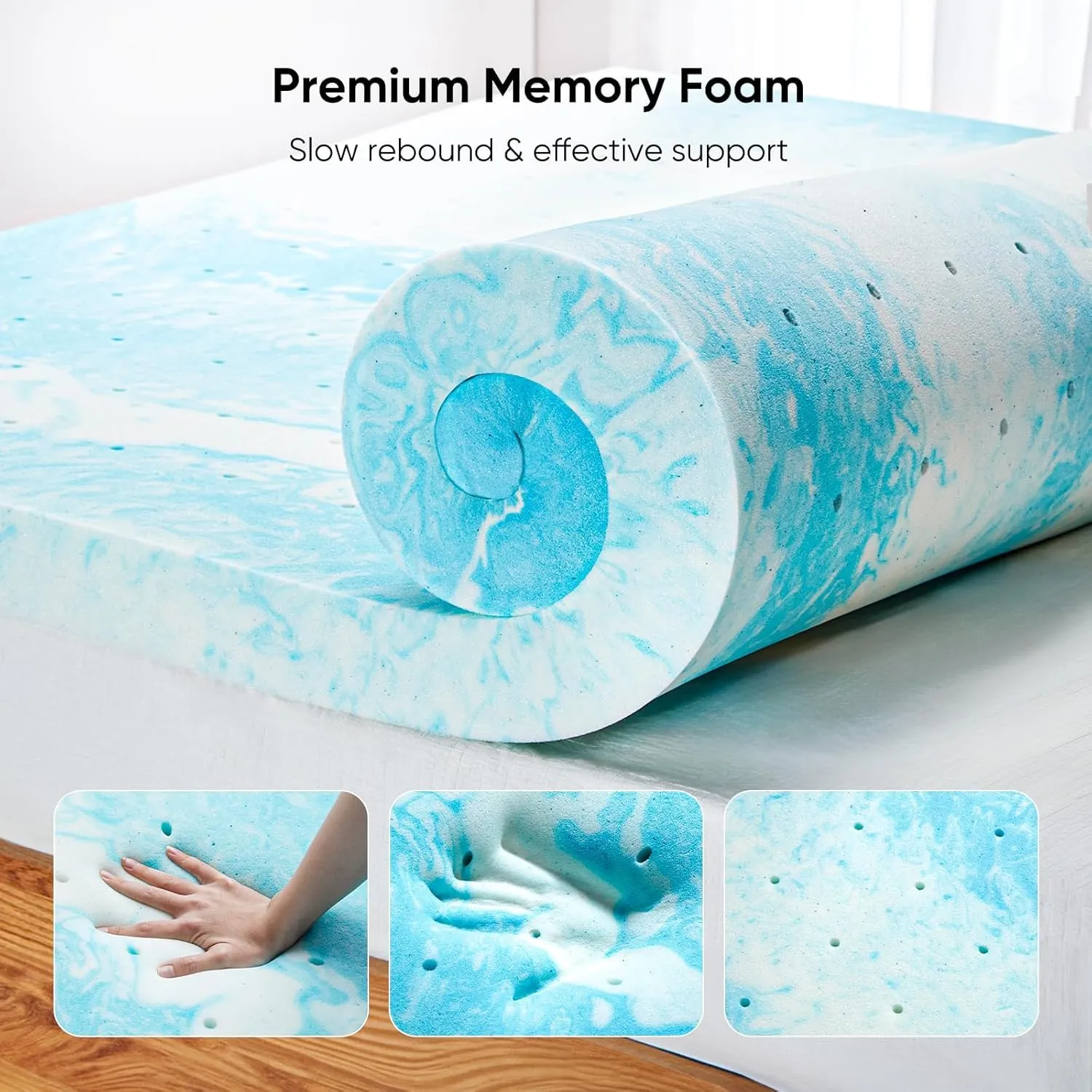 Marsail 3-inch Twin Memory Foam Mattress Topper, Gel Infused Cooling, Soft for Sleeper Sofa, RV, Camper, CertiPUR-US Certified