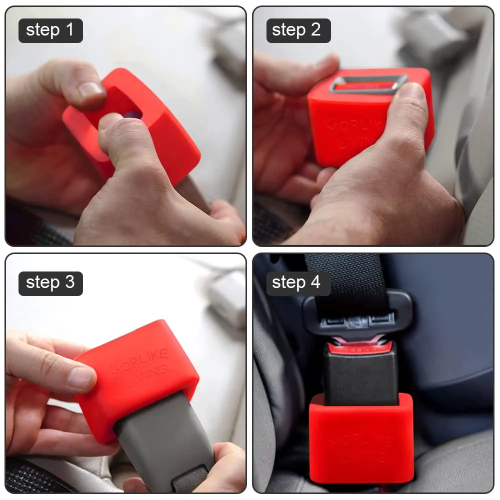 Morlike Silicone Belt Buckle Seatbelt Holder (RED)