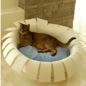 Orthopedic Cat Bed By Pet Interiors- Cream Felt Crown