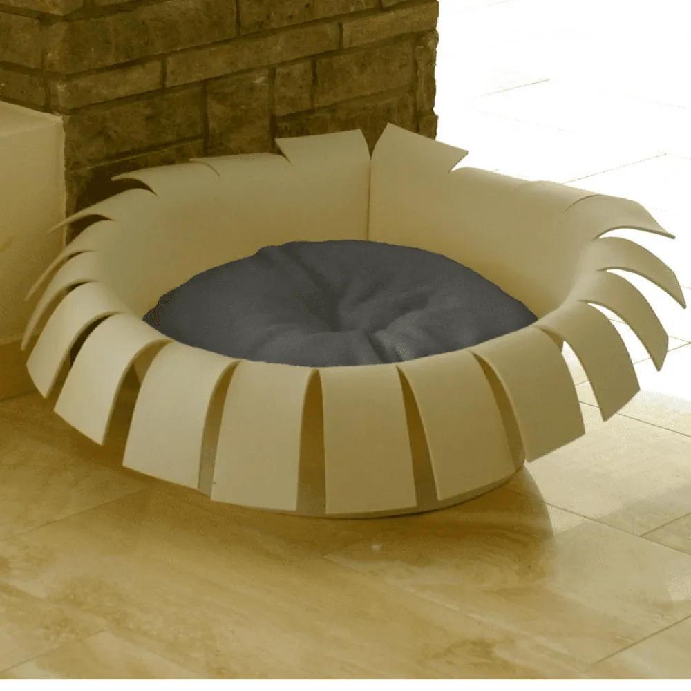 Orthopedic Cat Bed By Pet Interiors- Cream Felt Crown