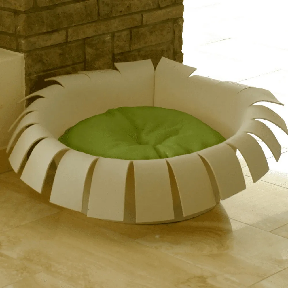 Orthopedic Cat Bed By Pet Interiors- Cream Felt Crown