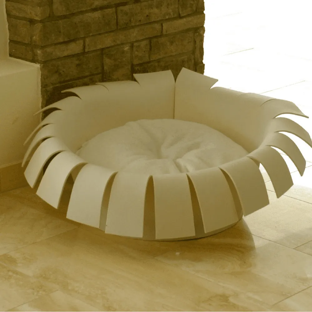 Orthopedic Cat Bed By Pet Interiors- Cream Felt Crown