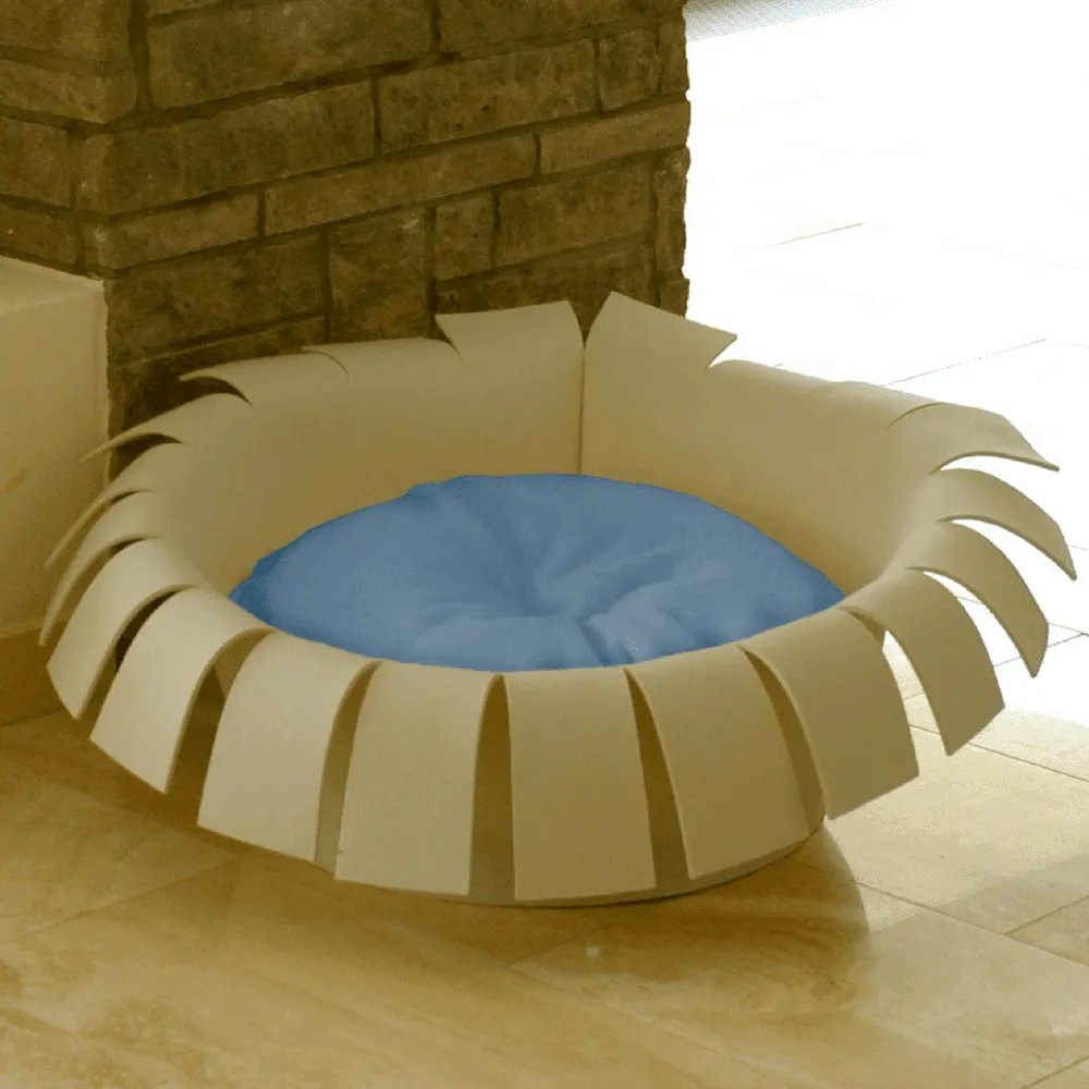 Orthopedic Cat Bed By Pet Interiors- Cream Felt Crown