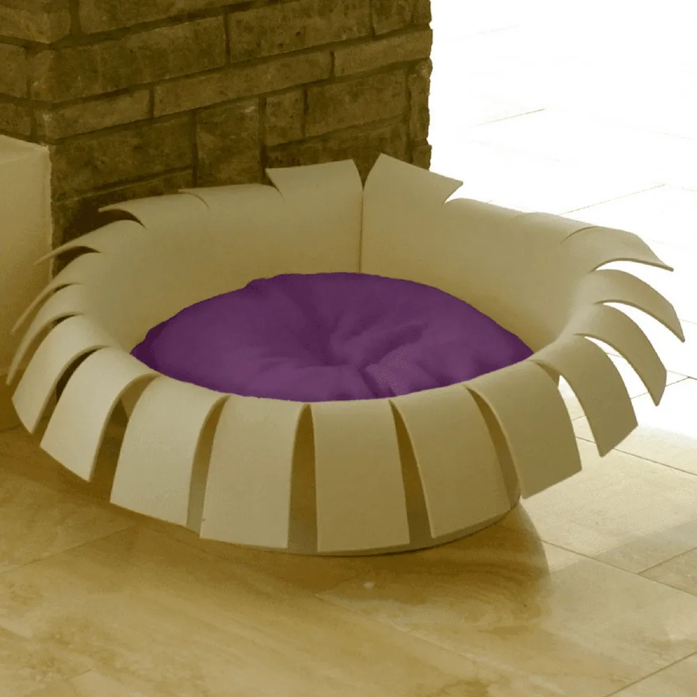 Orthopedic Cat Bed By Pet Interiors- Cream Felt Crown