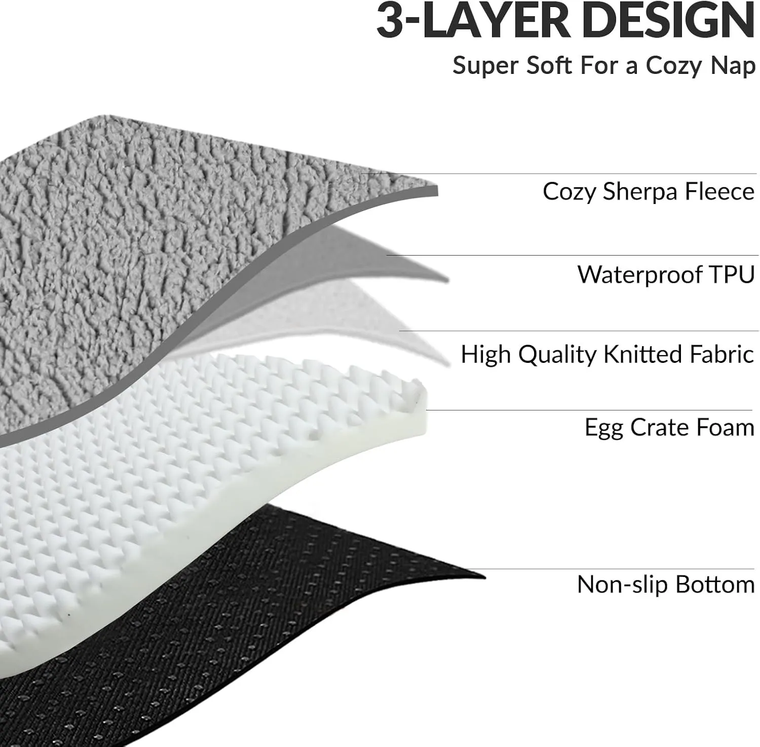Patas Lague Orthopedic Jumbo Dog Bed for Extra Large Dogs 56''X40'', Waterproof L Shaped Jumbo Pet Sofa Beds with Removable Washable Cover, Soft Comfortable Pet Couch Mat with Nonskid Bottom, Grey