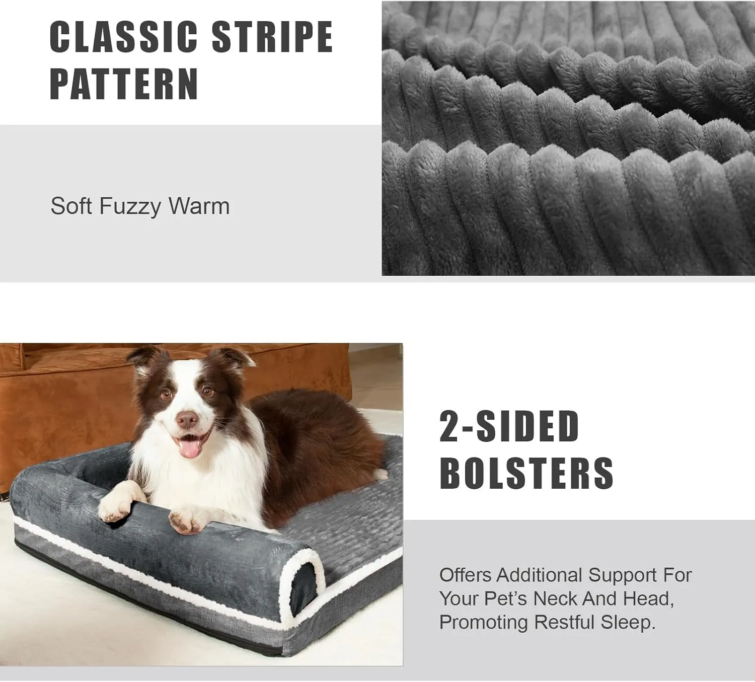 Patas Lague Orthopedic XXL Dog Bed for Extra Large Dogs 48''X30'', Waterproof Comfortable L Shaped Big Large Non-Slip Soft Warm Pet Sofa Sleep Bed mat with Removable Washable Cover, Grey