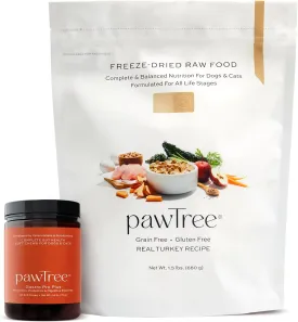 pawTree Bundle for Dogs & Cats  Freeze-Dried Raw Food (.5 lbs, Turkey) & Gastro Pro Plus (30 ct)  Complete Nutrition & Digestive Support