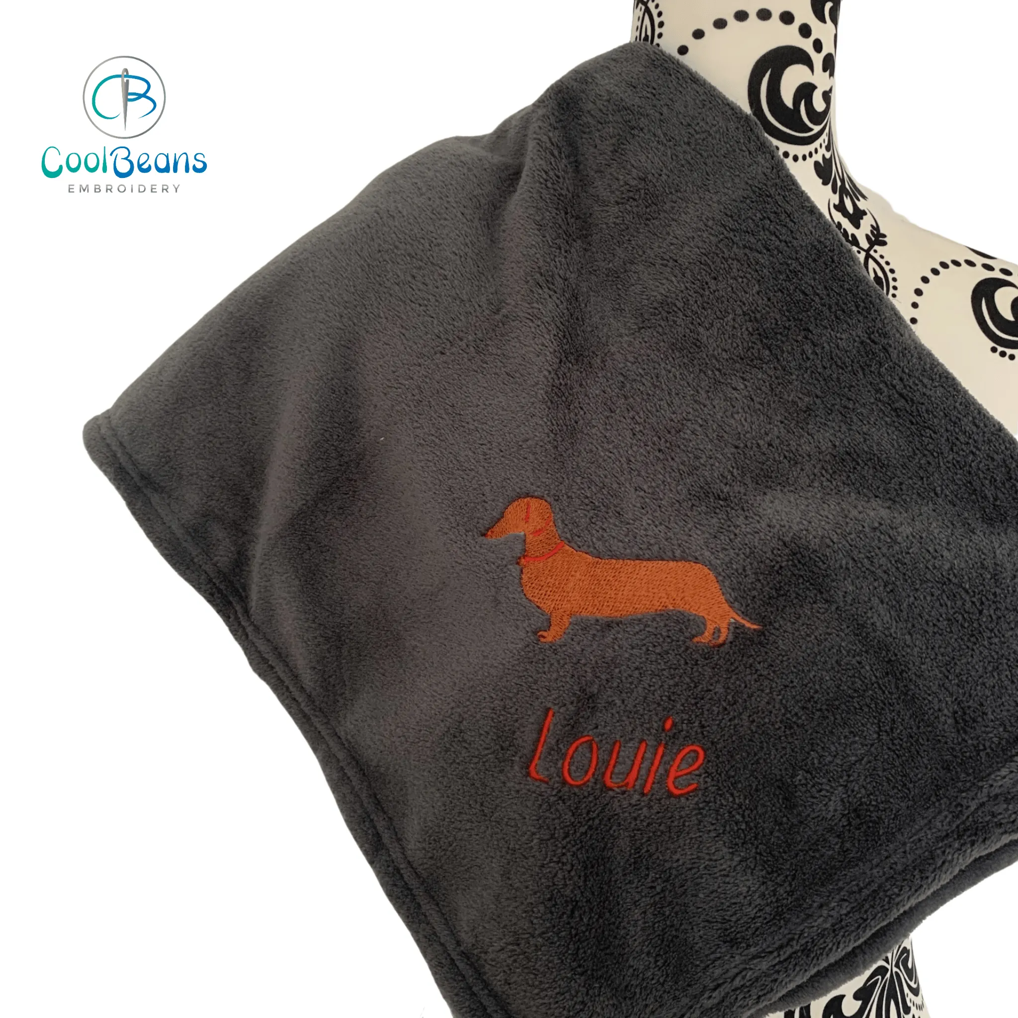 Pet Fleece Blanket - Dachshund (in corner) - Personalised