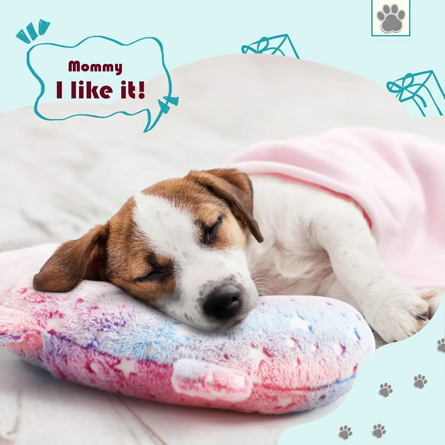 Pet Pillow for Dogs, Glow in The Dark Soft Dog Neck Pillow, U-Shaped Pillow for Cat and Dog, Machine Washable Pet Calming Toy, Joint Relief Sleeping Improve for Pets (Pink, M)