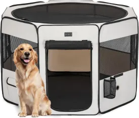 PETSFIT Dog Playpen Indoor/Outdoor,Portable Pet Playpen with Removable Zipper Top,Waterproof Bottom, Foldable Puppy Pen for Cats, Large Breeds (45.5L x 45.5W x 28.5H)