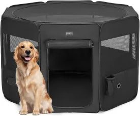 PETSFIT Dog Playpen Indoor/Outdoor,Portable Pet Playpen with Removable Zipper Top,Waterproof Bottom, Foldable Puppy Pen for Cats, Large Breeds (45.5L x 45.5W x 28.5H)