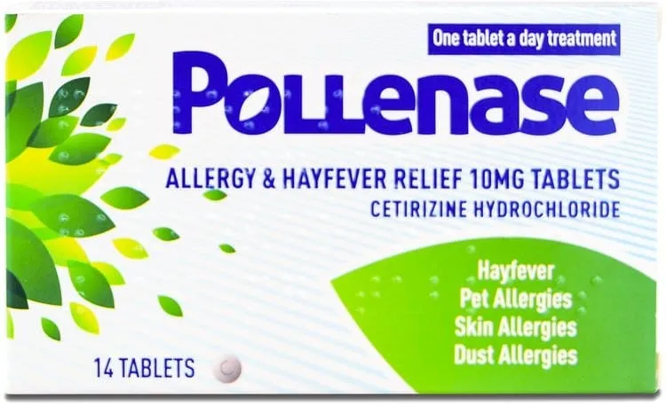 Pollenase Allergy & Hayfever Relief Cetirizine 10mg Tablets - Pack of 14