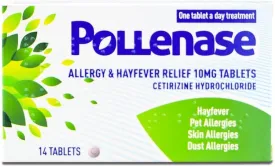 Pollenase Allergy & Hayfever Relief Cetirizine 10mg Tablets - Pack of 14