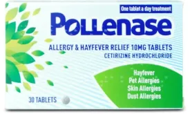 Pollenase Allergy & Hayfever Relief Cetirizine 10mg Tablets - Pack of 30