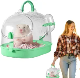 Portable Guinea Pig Carrier Travel Small Animal Carrier Breathable Travel Hamster Cage with Water Feeder