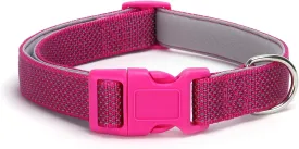 Reflective Dog Collar Padded-4 Size, Breathable Nylon Soft Neoprene Pet Collar for Small Medium and Large Dogs (Rose red, M)