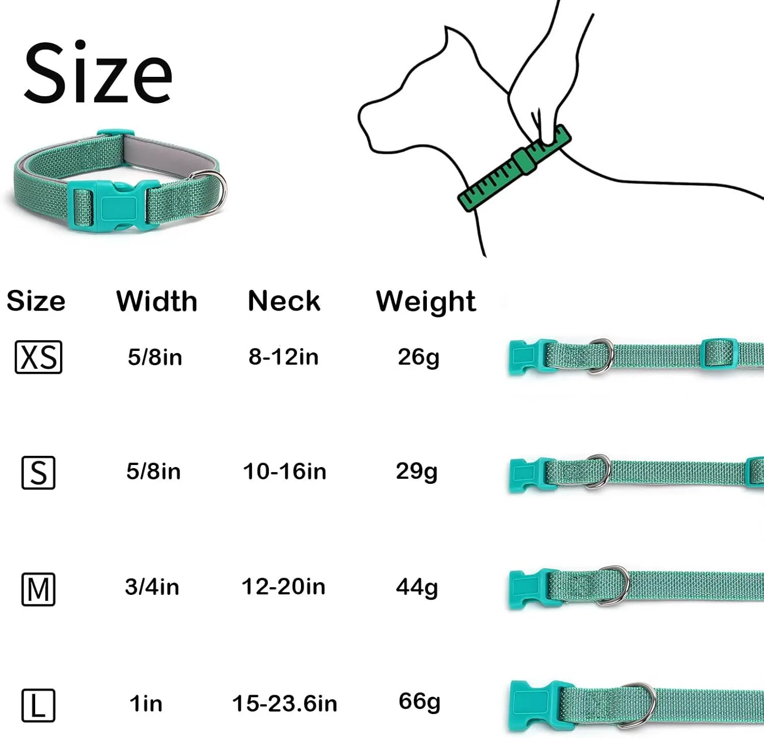 Reflective Dog Collar Padded-4 Size, Breathable Nylon Soft Neoprene Pet Collar for Small Medium and Large Dogs (Rose red, M)