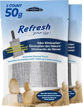 Refresh Your Car! Car Air Freshener And Deodorizer, Odor Eliminator Charcoal Deodorizer Bags, Set Of 2, Fragrance Free