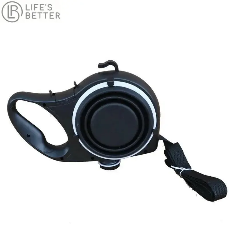 Retractable Dog Lead with Built-in Water Bottle, Bowl & Poo Bag Dispenser: