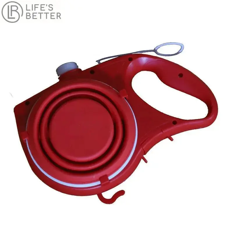 Retractable Dog Lead with Built-in Water Bottle, Bowl & Poo Bag Dispenser: