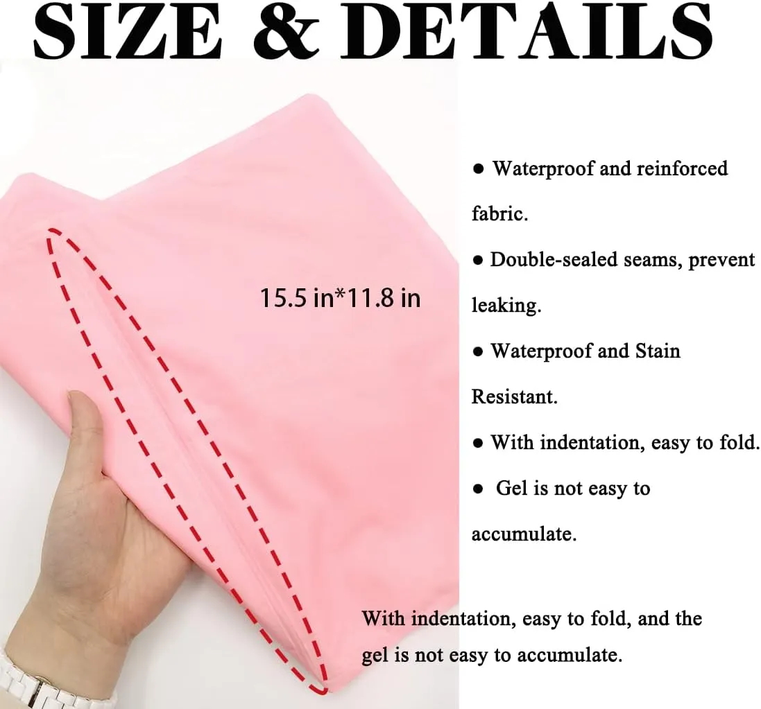 Reusable Gel Ice Pack for Sleeping, Injuries, Chill Pillow Cooling Pad, Relieve Headaches, Migraines, Fevers, Hot Flashes, Night Sweats, Perfect for Children, Adult, Pets, 15.5 * 11.8in (Pink)