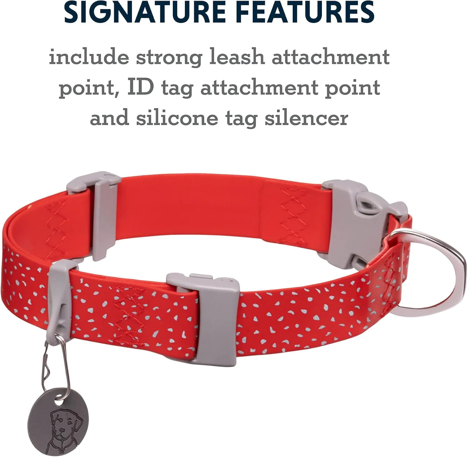 Ruffwear, Confluence Dog Collar, Waterproof and Stink Resistant, Red Sumac, 14"-20"