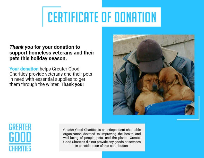 Send Critical Supplies to Veterans & Pets Experiencing Homelessness