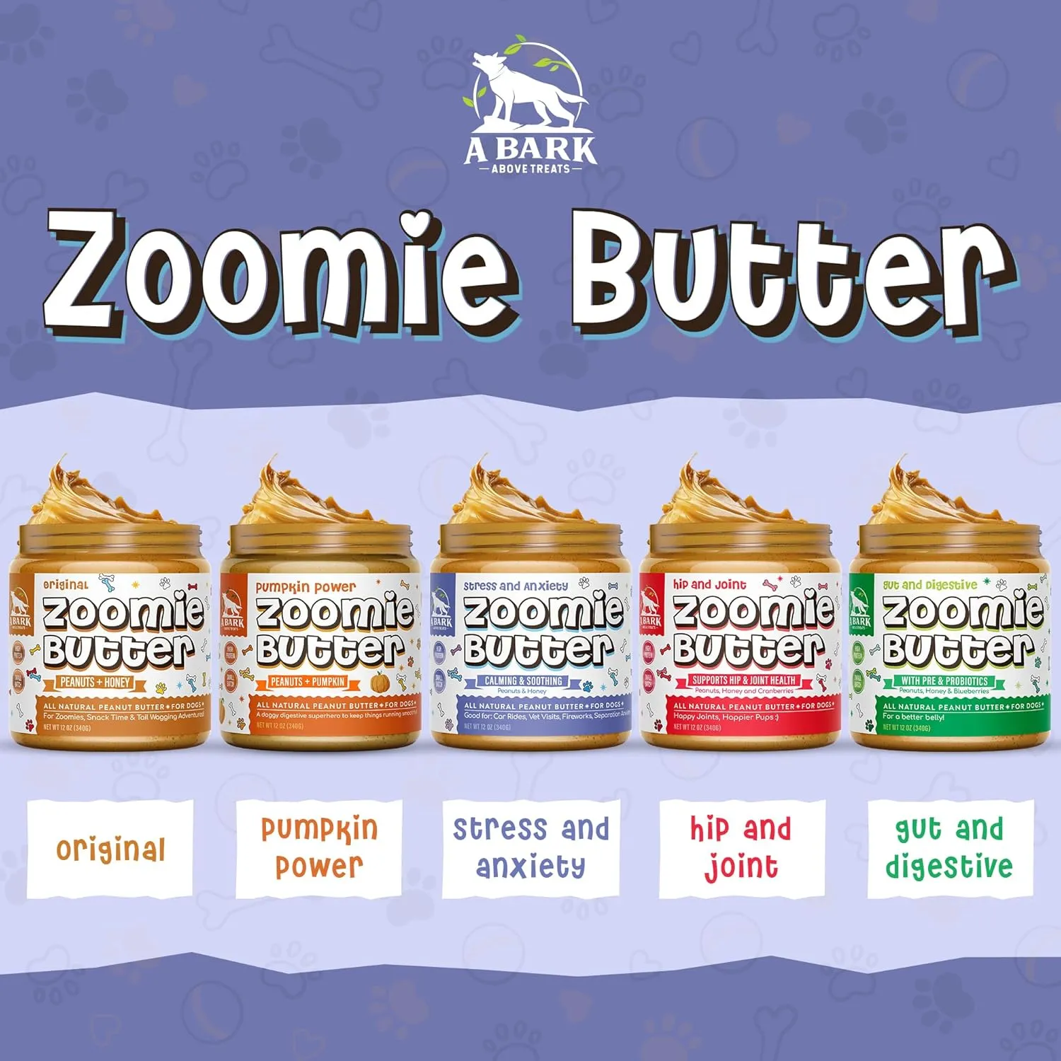 Stress & Anxiety Dog Peanut Butter Squeeze Supplement, All Natural Calming Dog Treat. Human Grade & Safe Puppy Food, Passion Flower for Separation Anxiety, Behavior Aid, USA Grown & Made