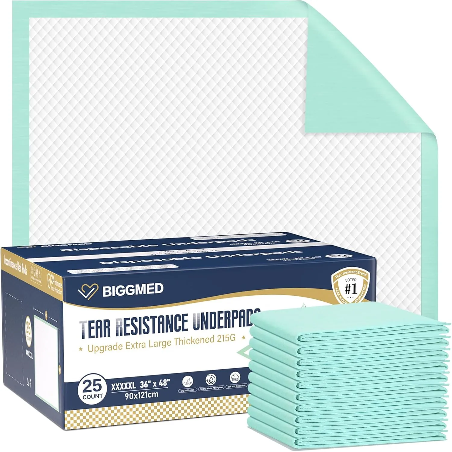 Tear-Resistant Bed Pads Disposable 48" X 36" Extra Large 215 Gram Heavy Duty Absorbency Chucks Pads Disposable Adult Thickened Pee Pads for Adult Elderly Puppy Pads for Training, 10 Pads