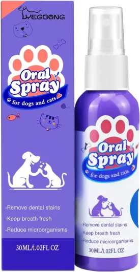 Teeth Cleaning Spray for Dogs & Cats,Pet Oral Spray Clean Teeth,Pet Breath Freshener Spray Care Cleaner,Targets Tartar & Plaque Eliminate Bad Breath Therapy