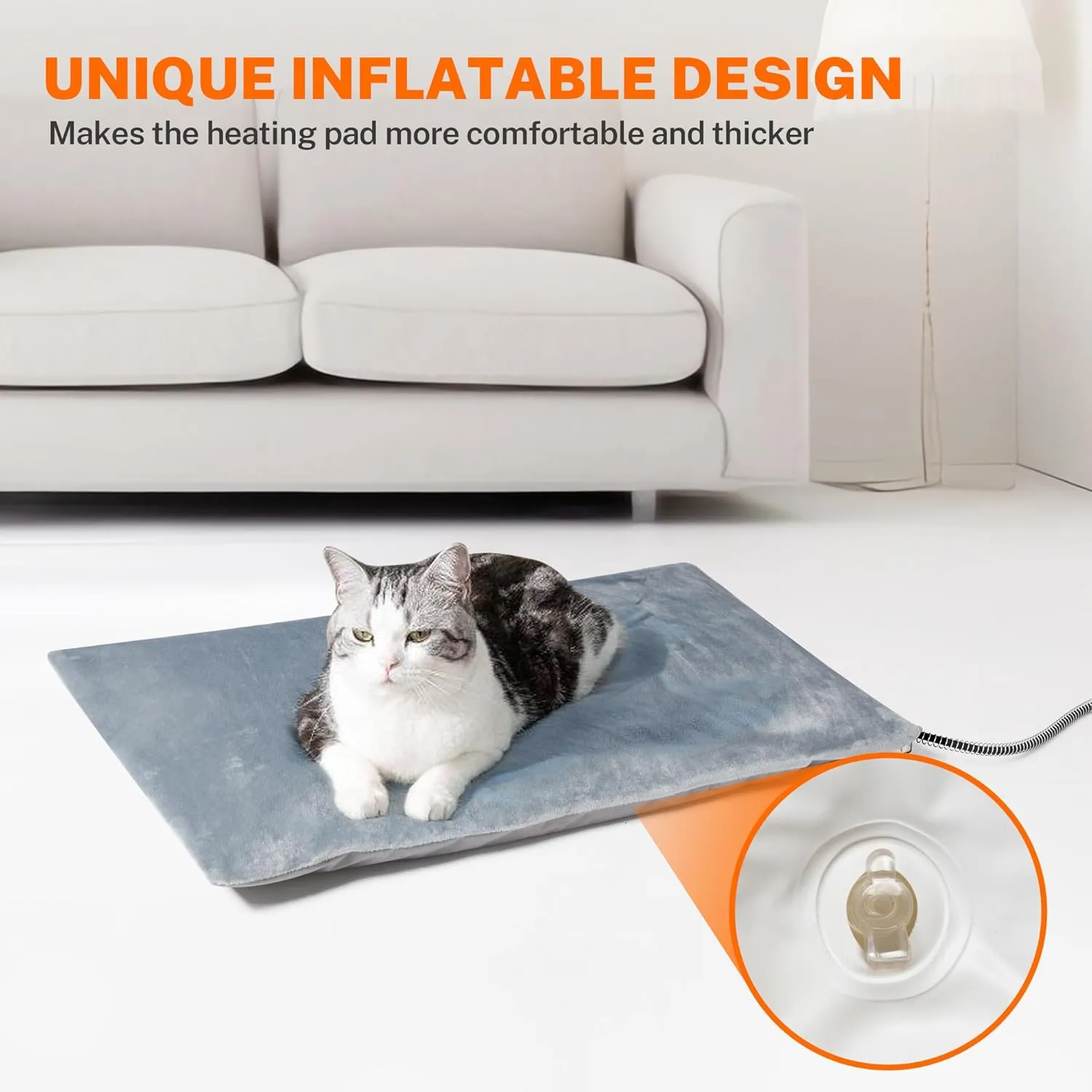 Toozey Outdoor Pet Heating Pad 20x16in, Extremely Waterproof Heated Bed for Dogs and Cats, Thermostatic Control, Chew-Resistant Cord, Soft Electric Blanket with Overheat Protection