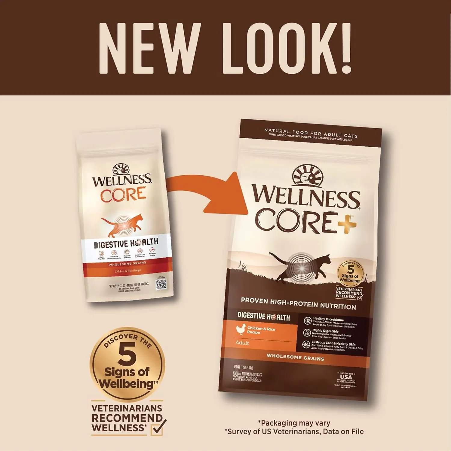 Wellness CORE  Adult Dry Cat Food for Indoor and Outdoor Cats, Wholesome Grains, Natural, Digestive Health Chicken & Rice (11 Pound Bag)