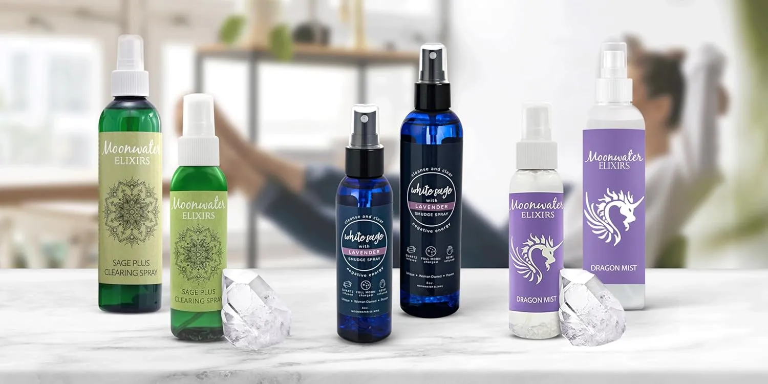 White Sage Smudge Spray for Spiritual Cleansing & Aura Protection, Sage & Lavender Smudging Spray - Cleansing Negative Energy & Protection, Clear Quartz Reiki Energized Aromatherapy Room Spray - 8oz