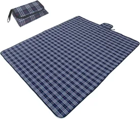 Wind Tour Family Outdoor Waterproof Durable Picnic Blankets with Carry Strap Foldable Sandproof Picnic Floor Mat for Kids Playground Camping Hiking Grass Travelling (1, Navy blue-78.7 * 78.7 in)