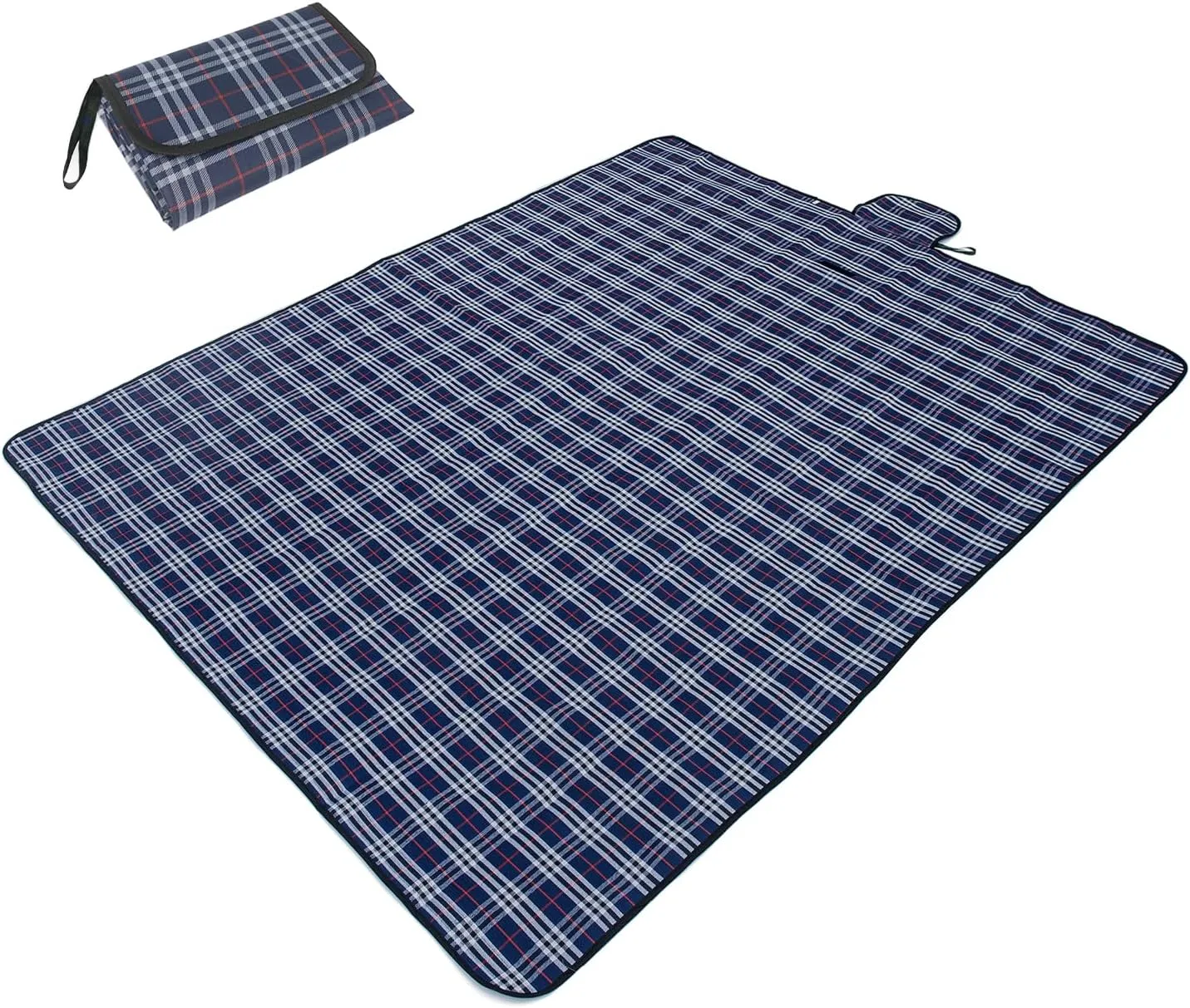 Wind Tour Family Outdoor Waterproof Durable Picnic Blankets with Carry Strap Foldable Sandproof Picnic Floor Mat for Kids Playground Camping Hiking Grass Travelling (1, Navy blue-78.7 * 78.7 in)