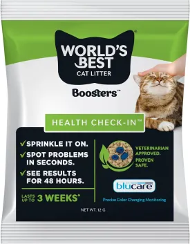 WORLD'S BEST CAT LITTER Boosters Health Check-in | Cat Litter Additive for Health Monitoring | UTI Monitoring and Detection with Color Changing Indicator | Home Testing | Vet Approved | 12g