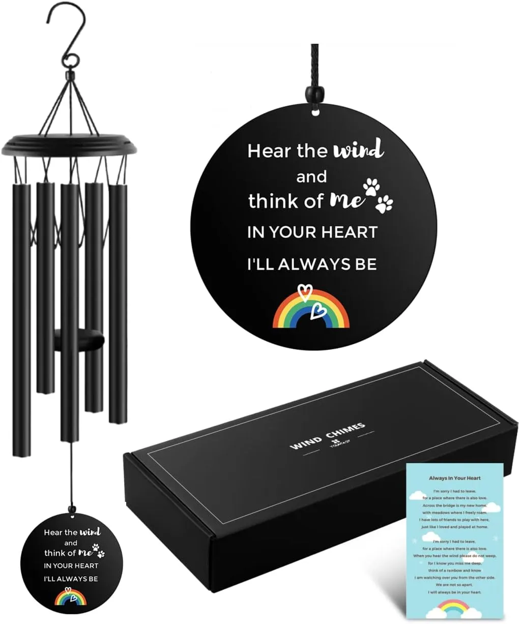 YOUNTASY Rainbow Bridge Pet Memorial Wind Chime, Dog/Pet Memorial Remembrance Gift, 35"