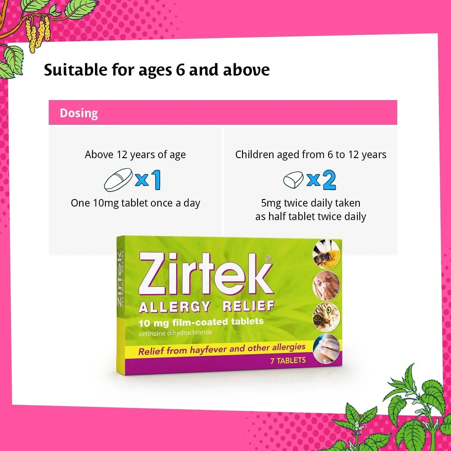 Zirtek Allergy Relief 7 Tablets