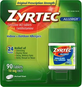 Zyrtec Allergy Relief Tablets, 10mg, 90 ct